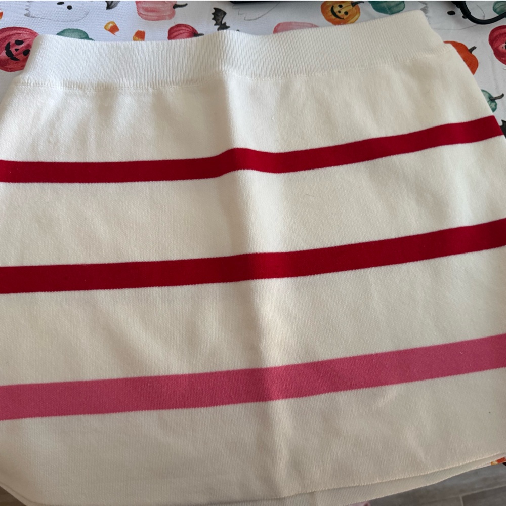QUEEN OF SPARKLES A-Line Skirt with Red and Pink Stripes